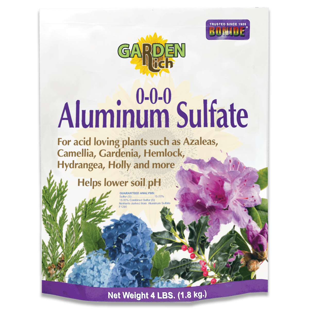 aluminum plant fertilizer Bonide Garden Rich Aluminum Sulfate, 4 lbs