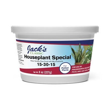 house plant fertilizers Jack's Classic 8oz 15-30-15 Houseplant Special Fertilizer