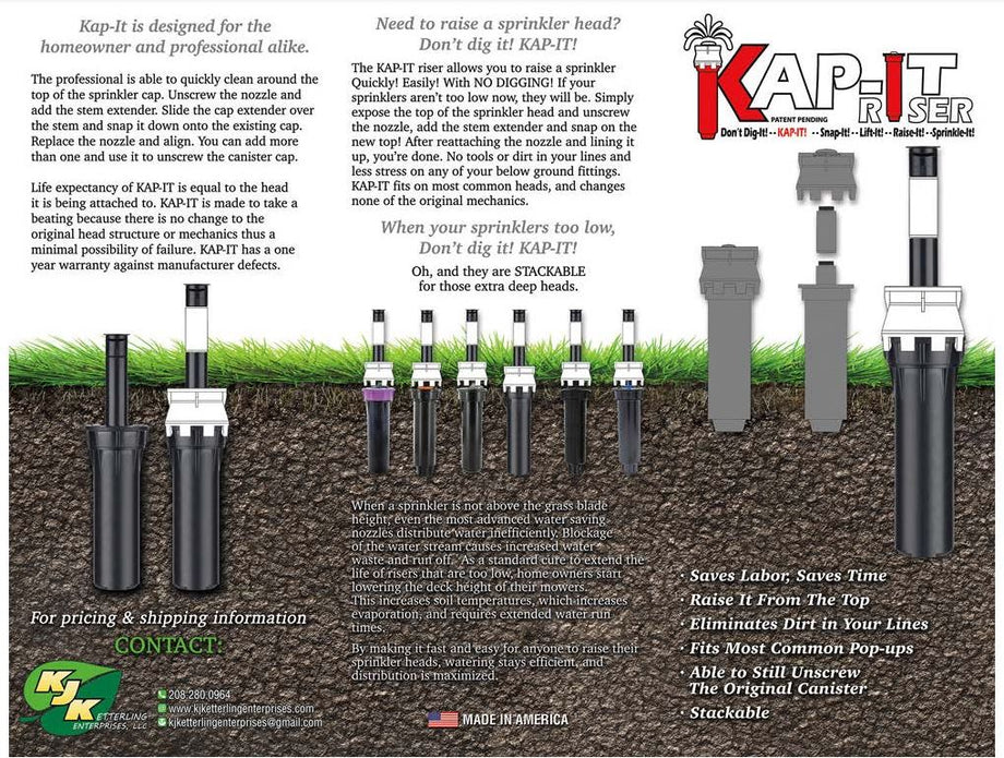 Sprinkler Riser Extension Kap-It Pop-Up S - 1.5 Inch No-Dig Stackable ...